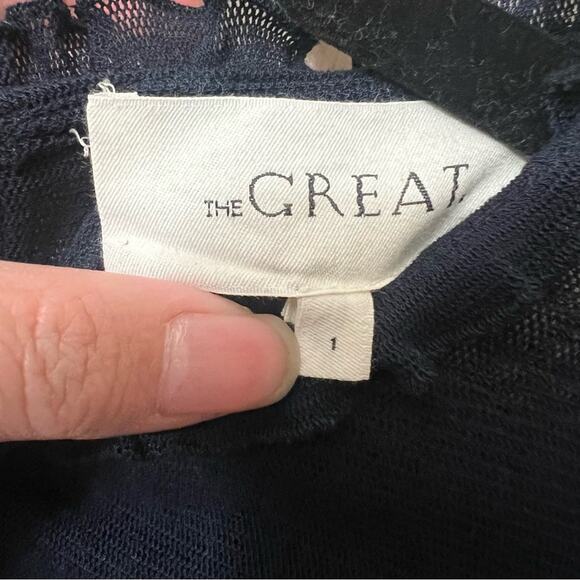 THE GREAT. Sheer Navy Ruffle Maxi Dress S - Picture 4 of 5